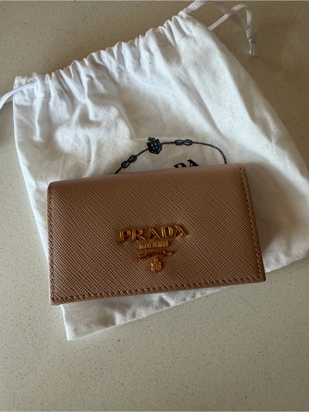 Prada Saffiano Leather Card Wallet in pink